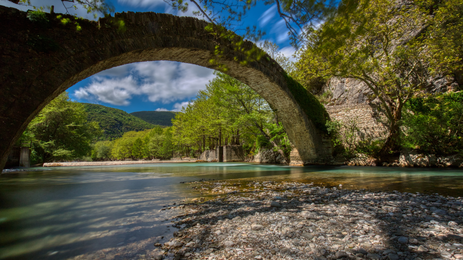 old bridge in Zagori during winter in Greece